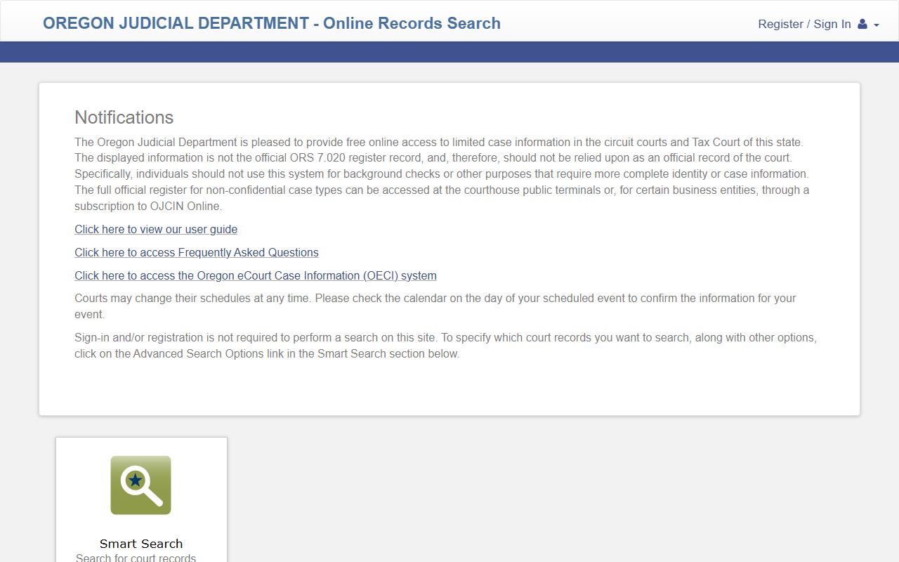 Washington County court records lookup through the OJD circuit and tax record search portal