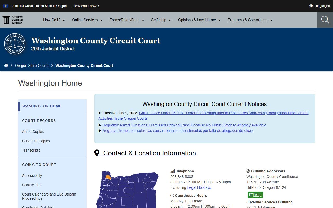 Washington County court records and circuit court home page