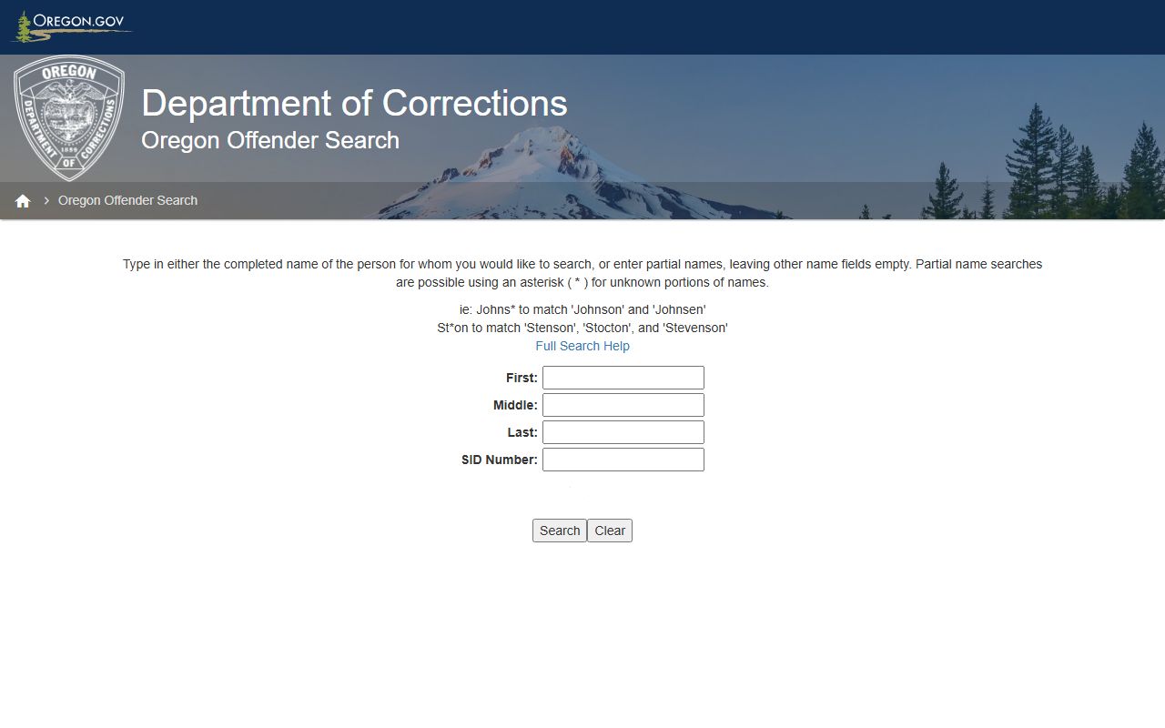 Oregon DOC Offender Search used to find Washington County inmate records in state prison
